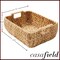Casafield Set of 2 Water Hyacinth Seagrass Oval Storage Baskets with Wooden Handles - Woven Bin Organizers